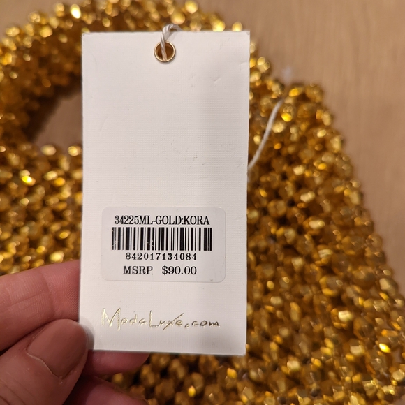 Moda Luxe Gold Beaded Mini Handbag - Picture 3 of 5